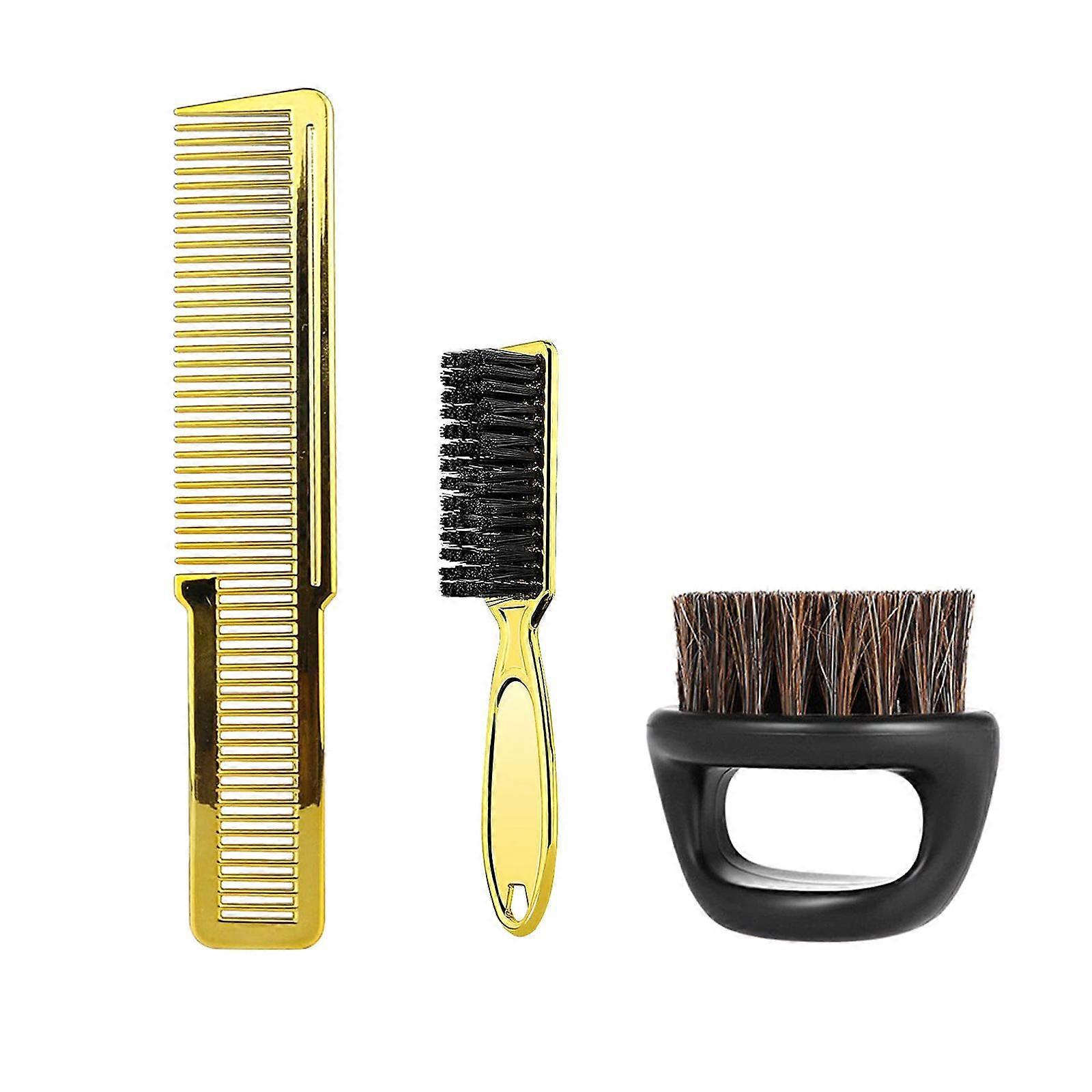 Barber Comb Set Profesonal Sha Brush Finishing Brush Gold