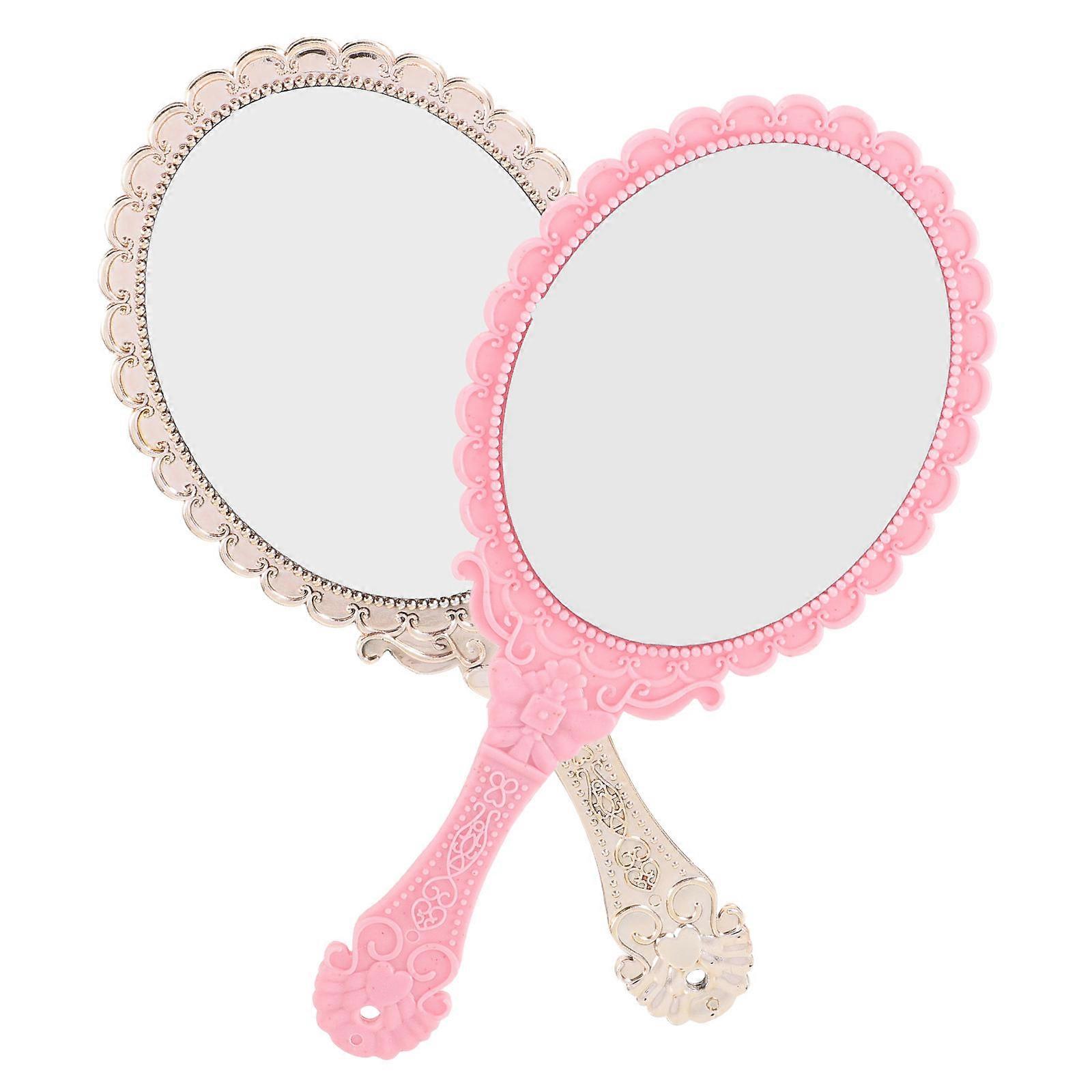 Makeup Mirror Ladies Cosmetic Mirror for Makeup Use 2Pcs with Handle