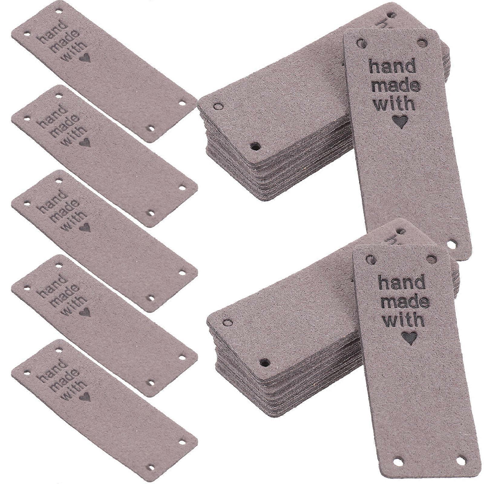 Handmade Tags PU Embossed Labels for Decoration 50Pcs Set