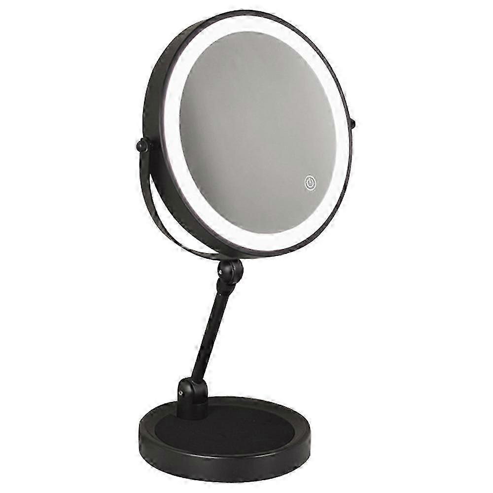 Makeup Mirrors 9 Inch Folding Makeup Mirror 7X Magnification Touch Control LED Light Double-Sided Vanity Mirror Black