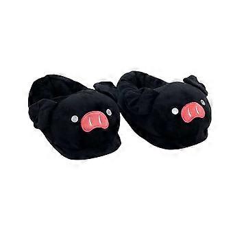 Schattige pluche pantoffels met varkentjemotief voor de winter, roze pantoffels voor binnen, met hartjesmotief, zachte zool, katoenen pantoffels voor thuis en een stel.