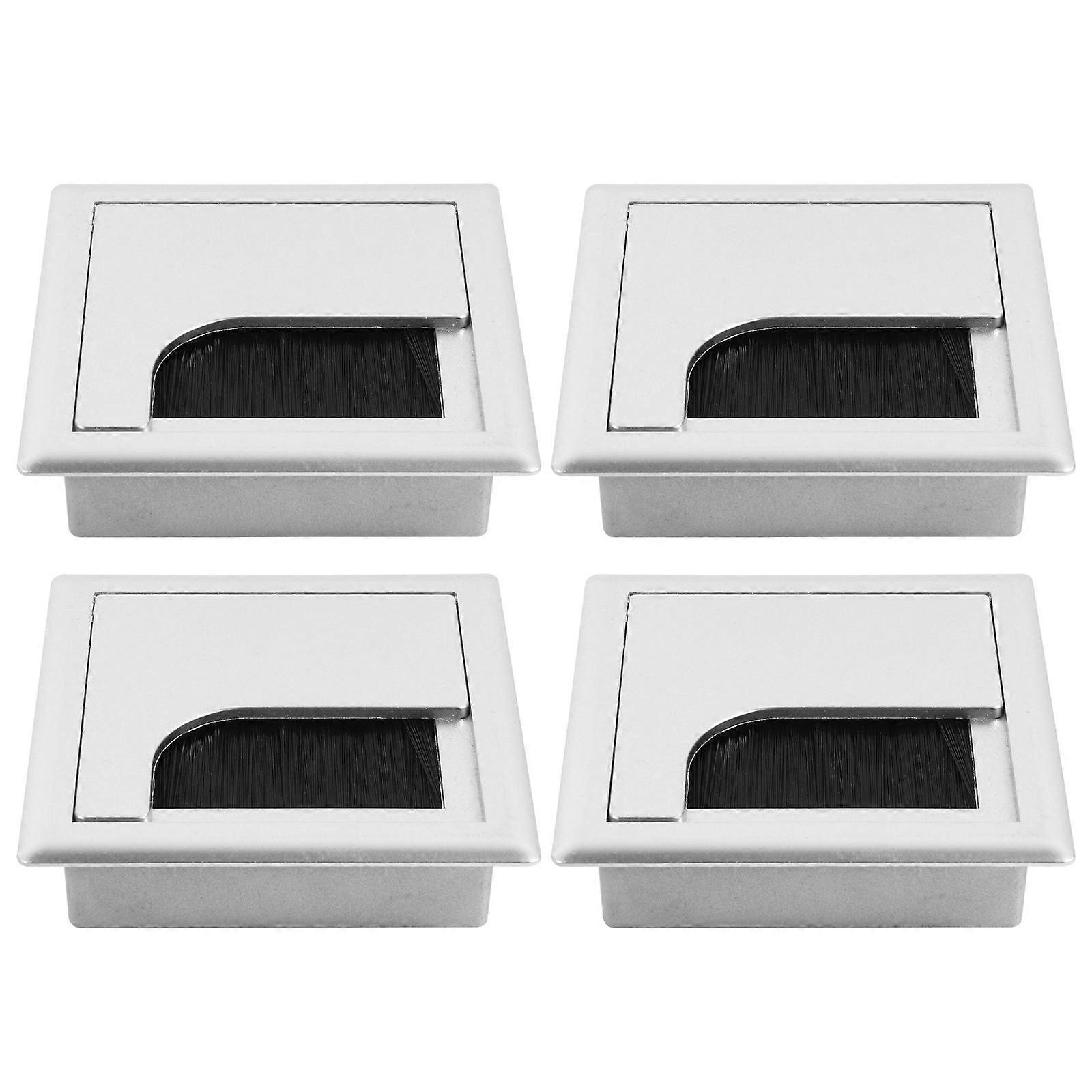 Silver Data Line Organizer for Storage 4Pcs Rectangular Cable Hole