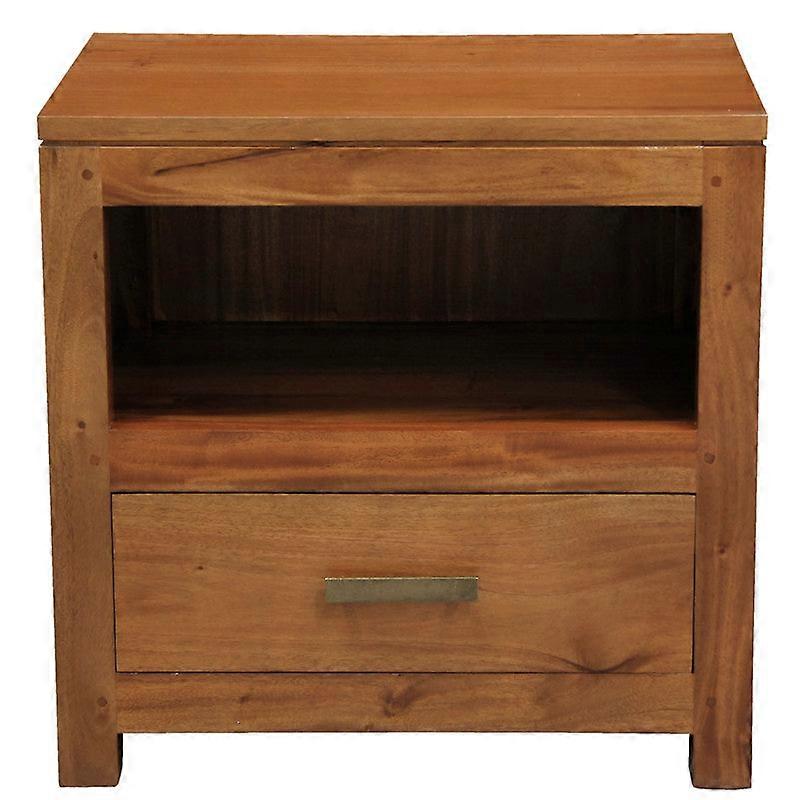 Paris 1 Drawer Solid Mahogany Timber Lamp Table (Light Pecan) Side Tables