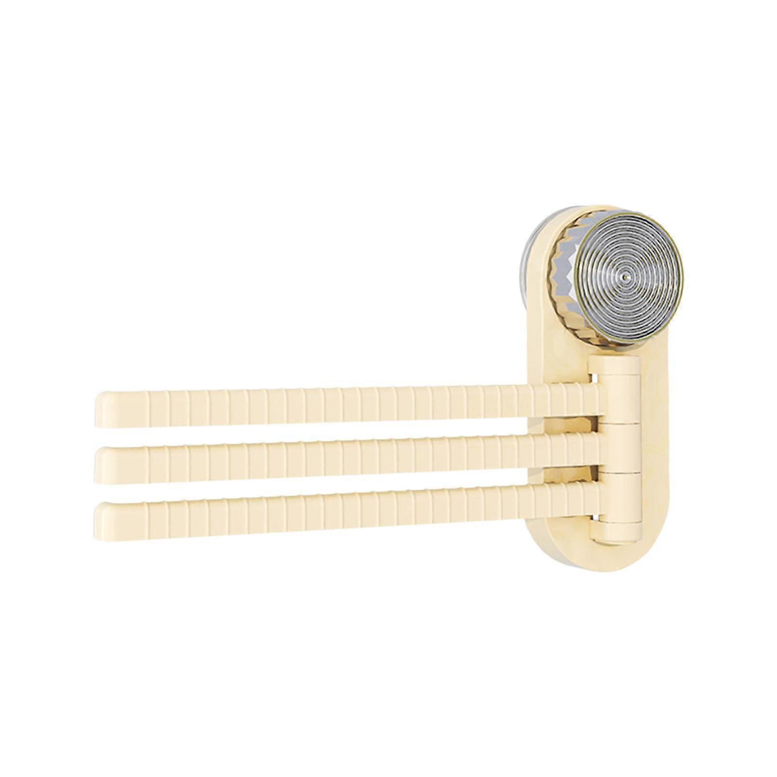 Bath Towel Rack Wall Mounted 3 Arm Foldable 180° Rotatable Drill  Suction Holder for Bathroom