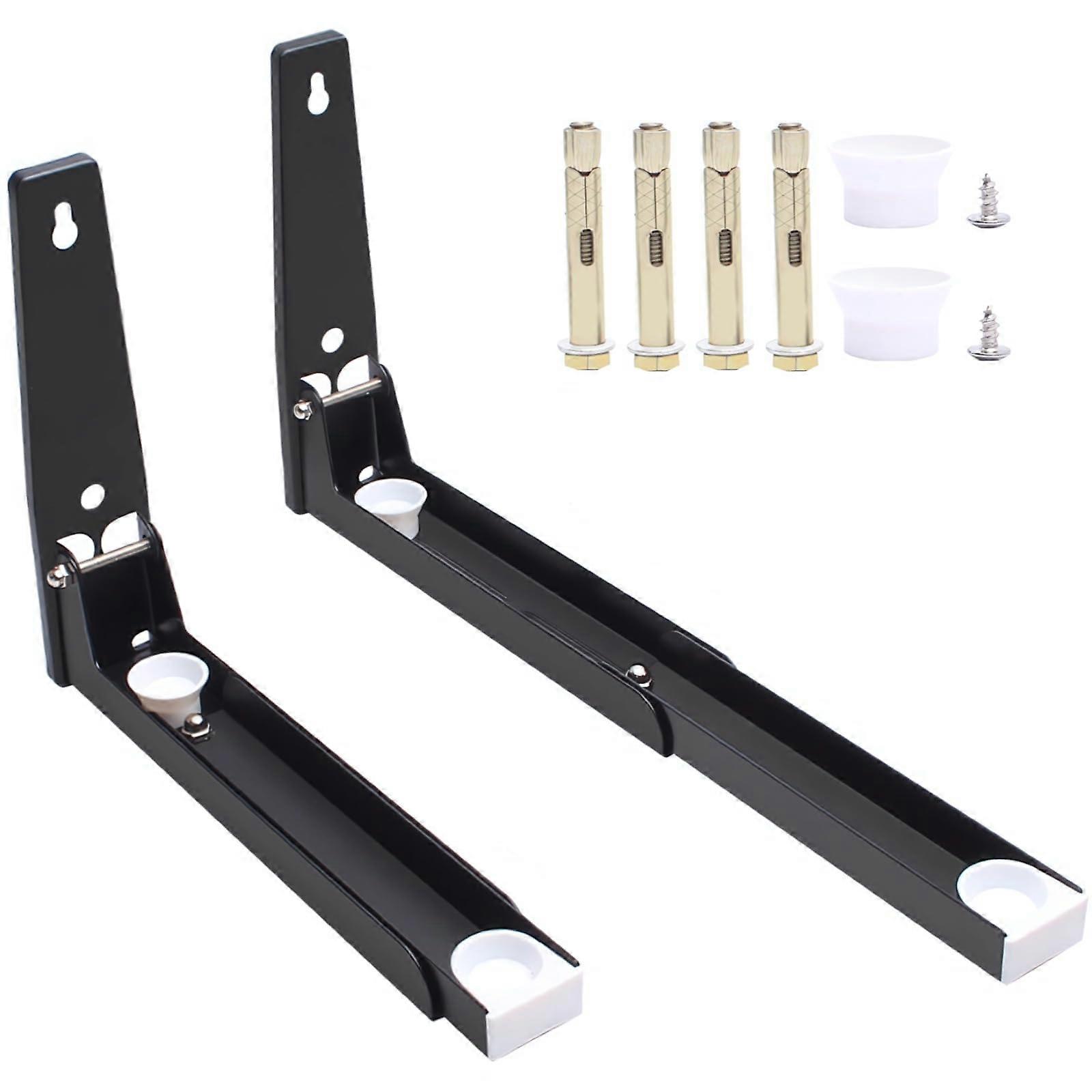 Microwave Wall Mount Bracket, 2 Pcs Heavy Duty Foldable Adjustable Stainless Steel Kitchen Shelf