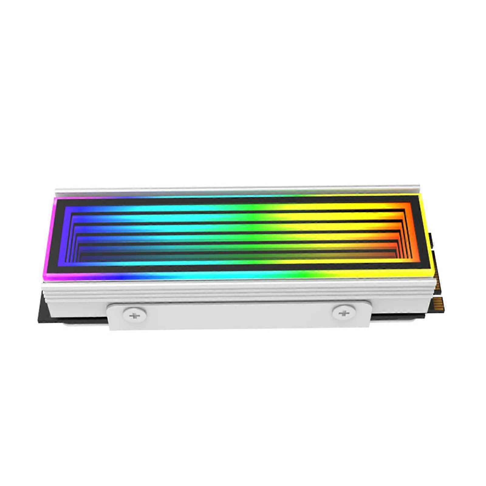 M.2 SSD Heatsink with ARGB Sync Lighting,  Thermal Conductivity, Tool Installation, White