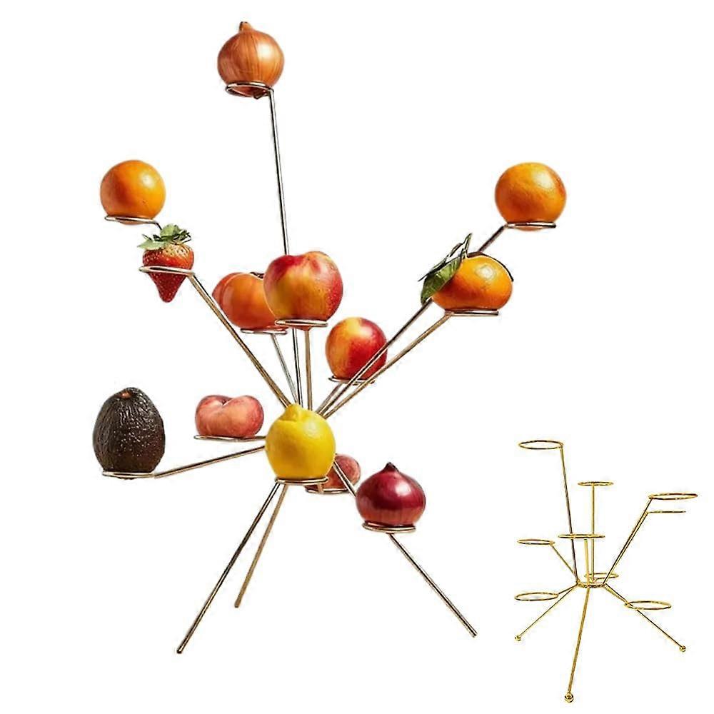 Modern Floating Fruit Bowl with 360 Degree Ventilation, Gold Decorative Fruit Stand for Dining Table