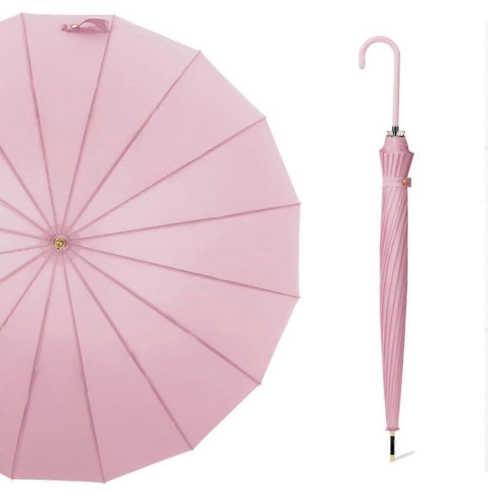 Windproof Large Umbrella for Two with Waterproof Sun Protection and Durable Pink Design