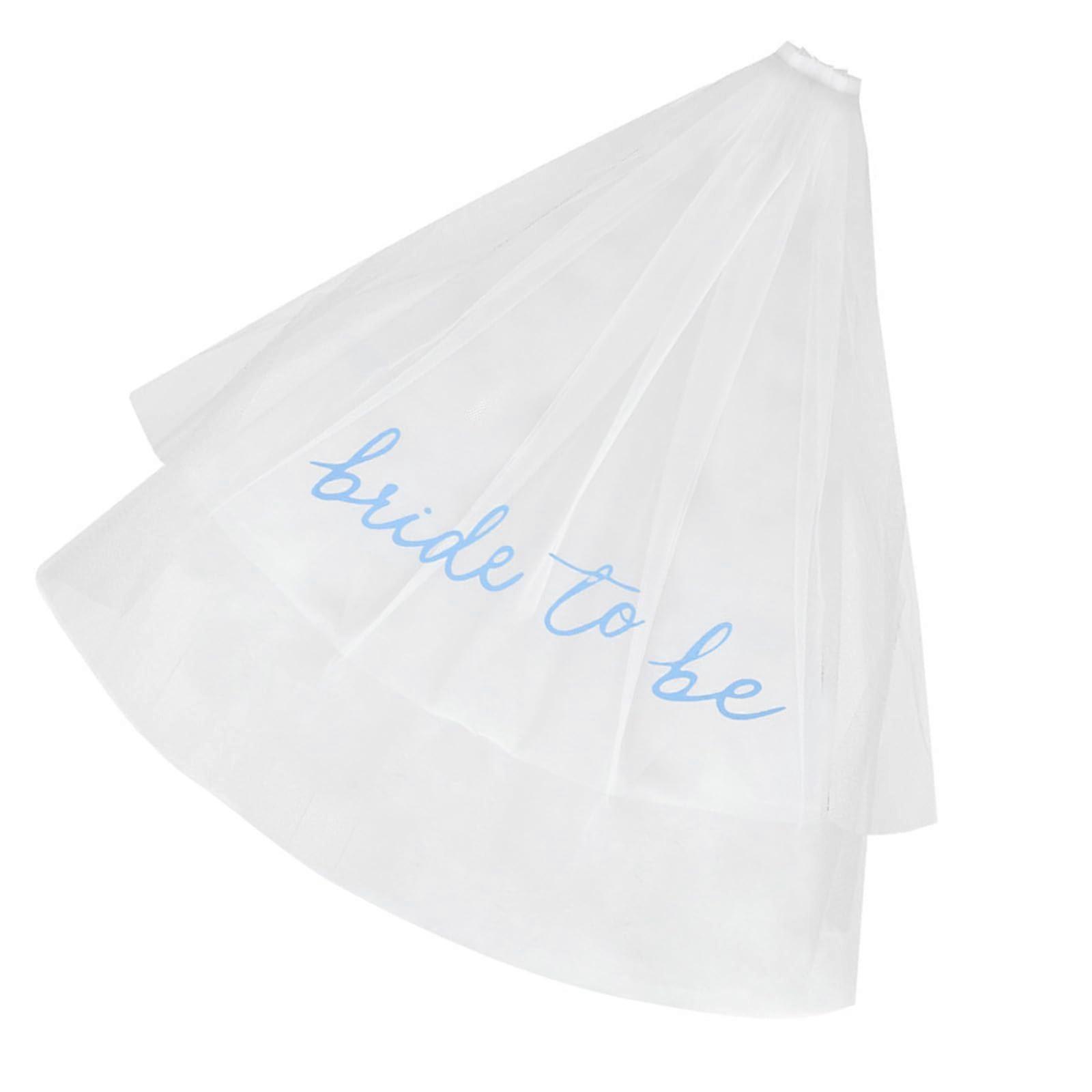 Wedding Veil Two Tier Light Blue Bridal Veil Elegant Double Layer with Secure Comb for Ceremony