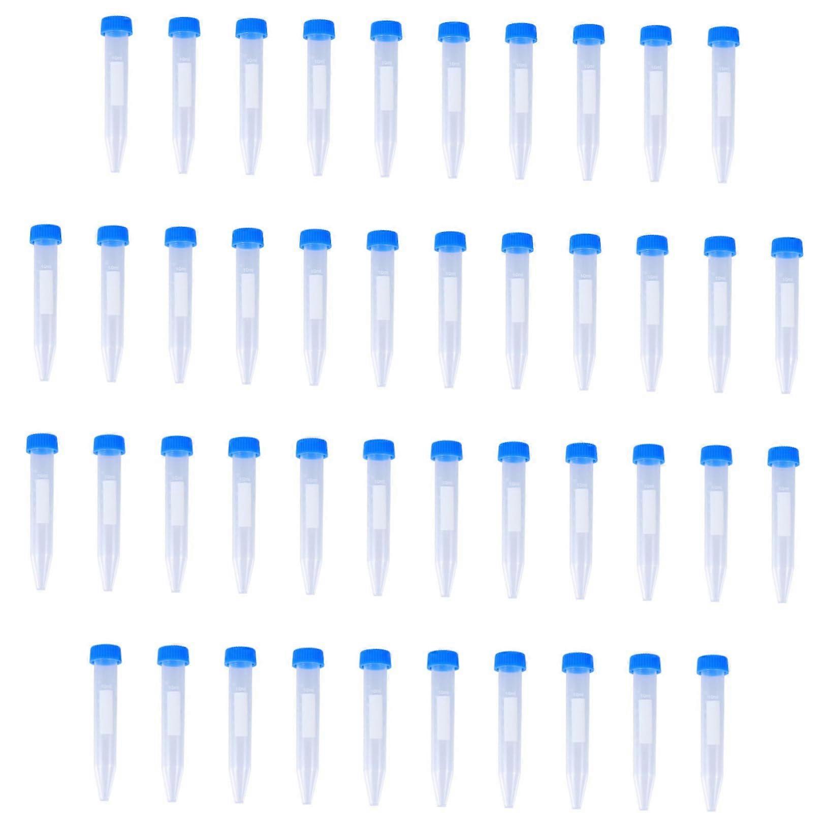 100Pcs 10ml Graduated Conical Plastic Test Tubes for Laboratory Sample Storage and Scientific Research