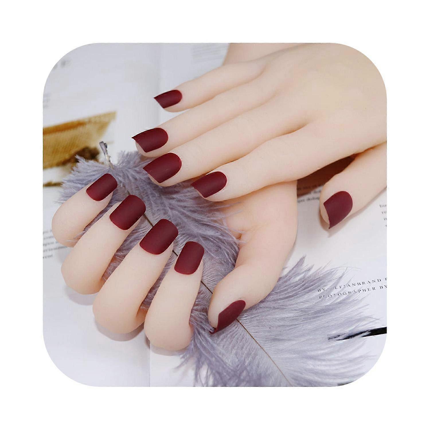 Fake Nails Short Matte Red Press On Nails Full Cover with Glue Multiple Size Options