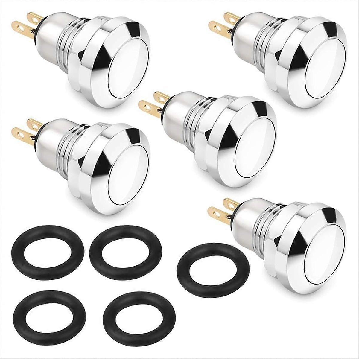 Momentary Push Button Switch Waterproof Silver Dot 8mm Mini Round