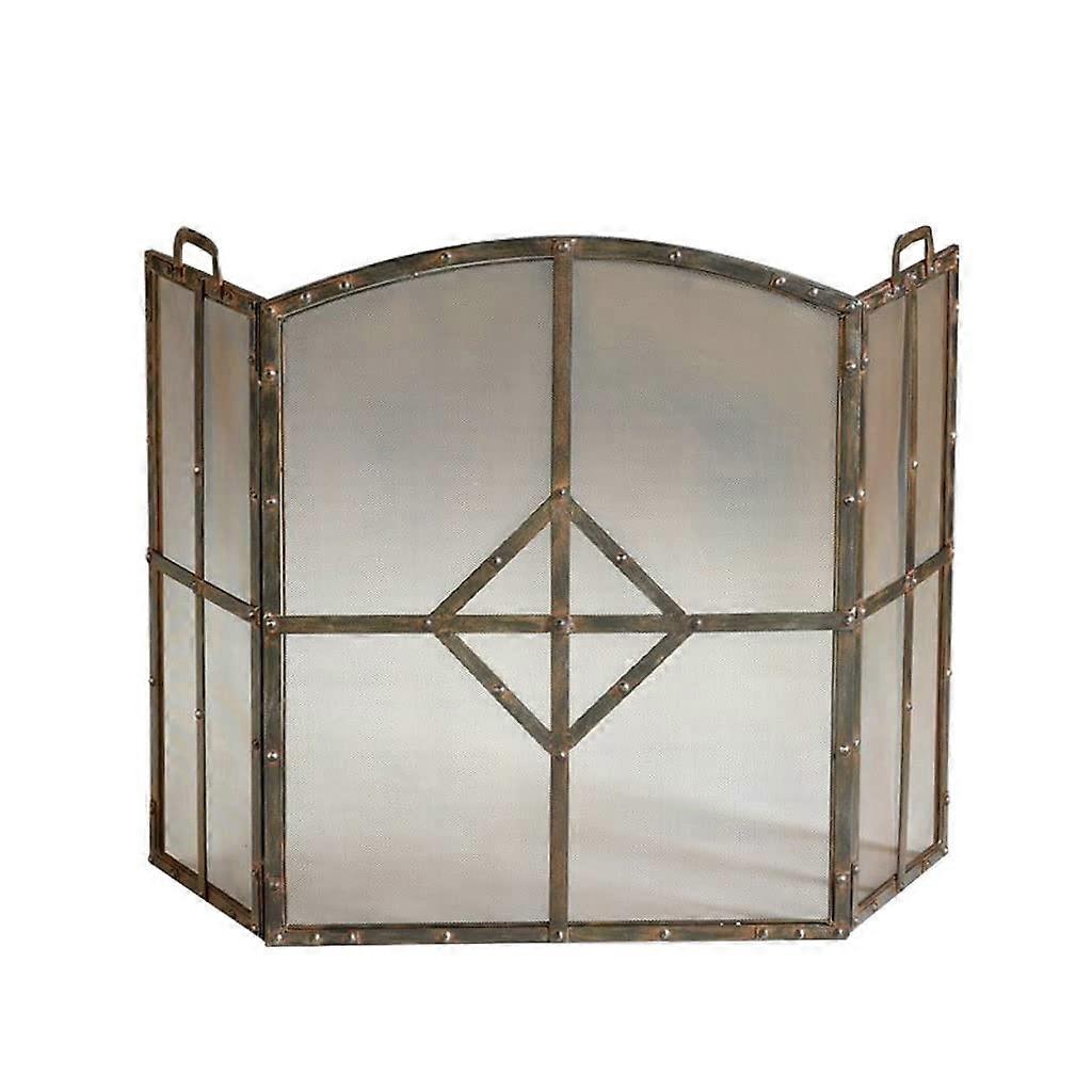 Fireplace Screen Three Panel Adjustable Spark Guard Decorative Metal for Pet and Child Safety