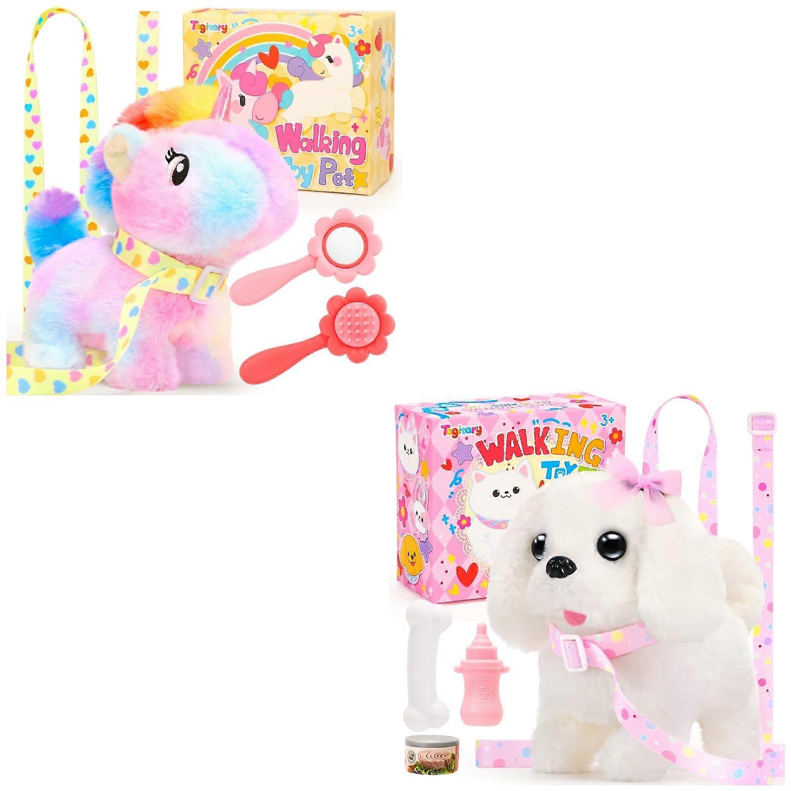 Soft Unicorn and Puppy Plush Stuffed Animals Set for Kids, Durable Stitch, Cuddly Gift Idea