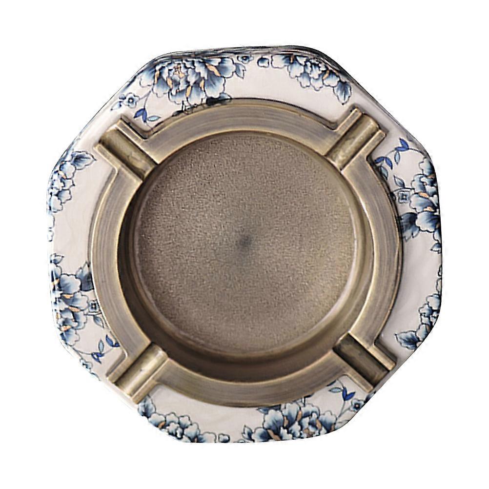 Delicate Ashtray Ceramic Metal Smoke Ash Container for Home Use 2Pcs Creative