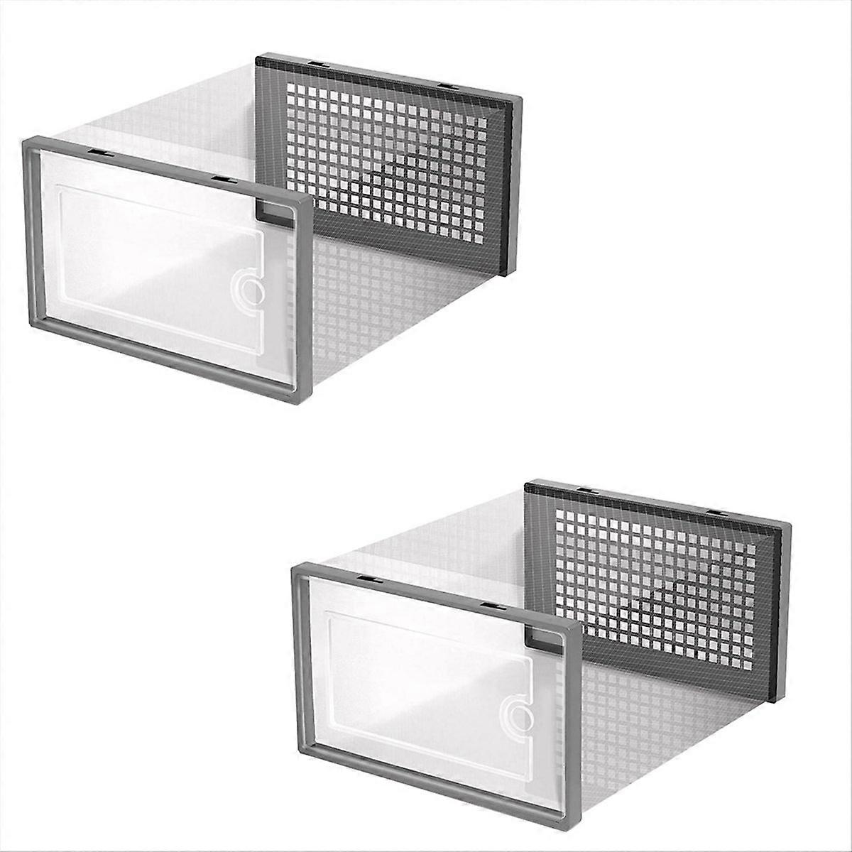 Shoe Storage Box, Transparent Shoe Storage Boxes Stackable, Grey