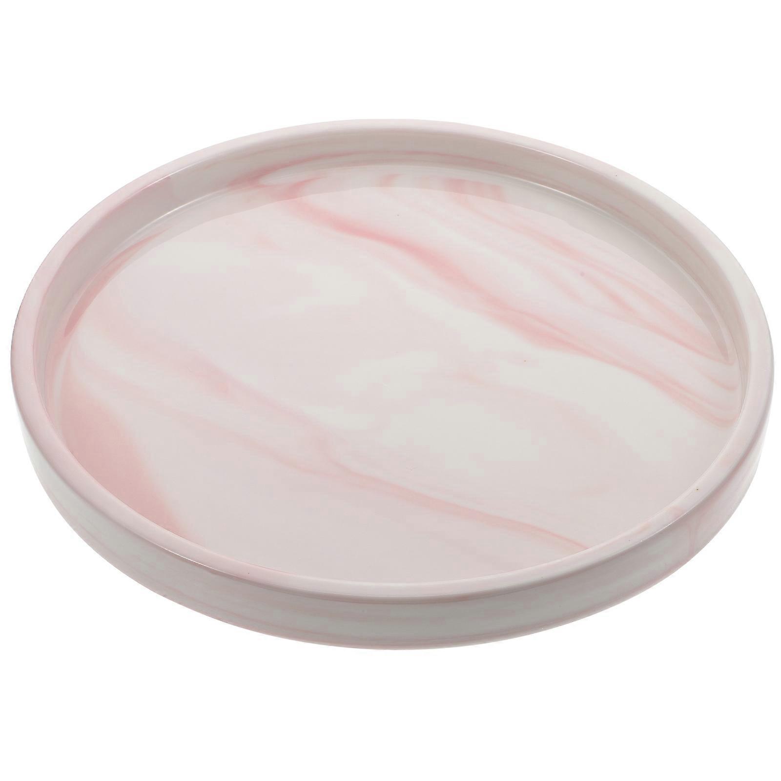 Large Marble Pattern Ceramic Jewelry Plate for Storage 1Pcs Pink Design