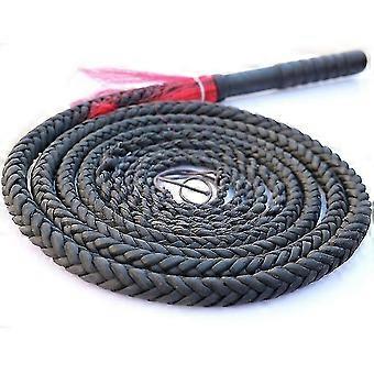 Completamente fatto a mano Chambray e frusta di toro realizzato in vera pelle resistente Bullwhip nero, Luxe Intrecciato H