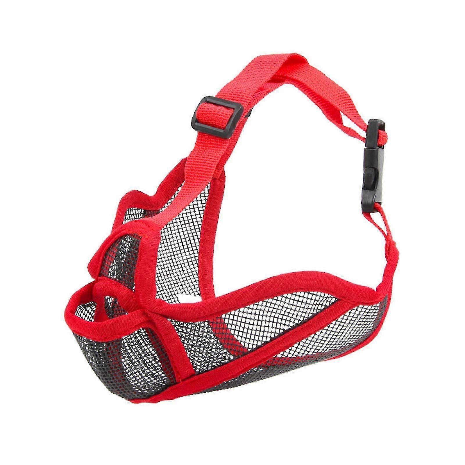 Adjustable Dog Muzzle for Bite Prevention, Red