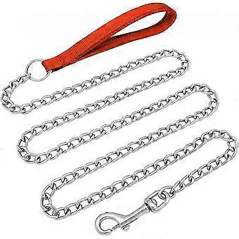 Veeki Length Approx. 3.9ft Length 3.0mm Width Chain Heavy Duty Dog Leash - Padded Foam Handle Lead - Perfect Basic Leash For Small And Medium Pets Wal