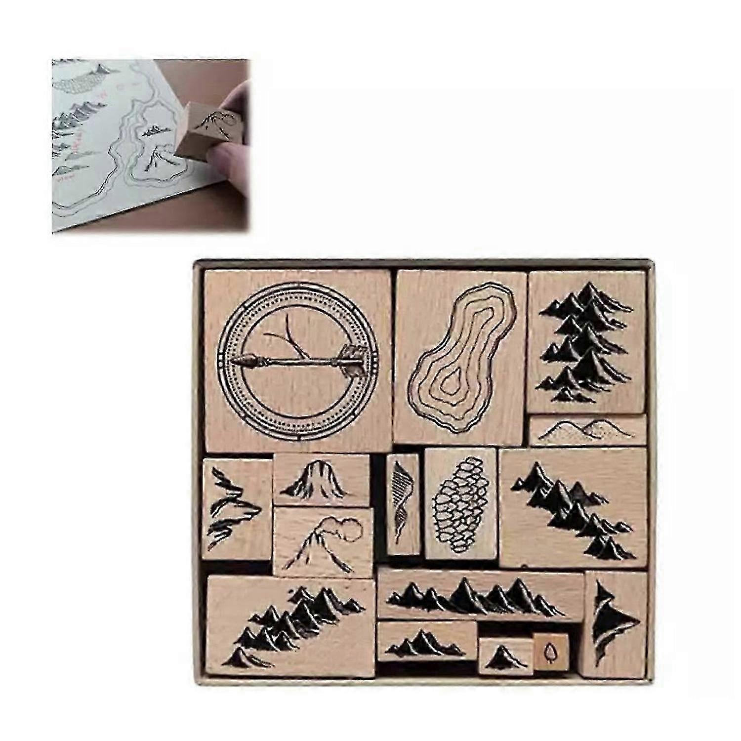 Artisan Crafted Rubber Stamp Set for Creative Map and Card Design Projects