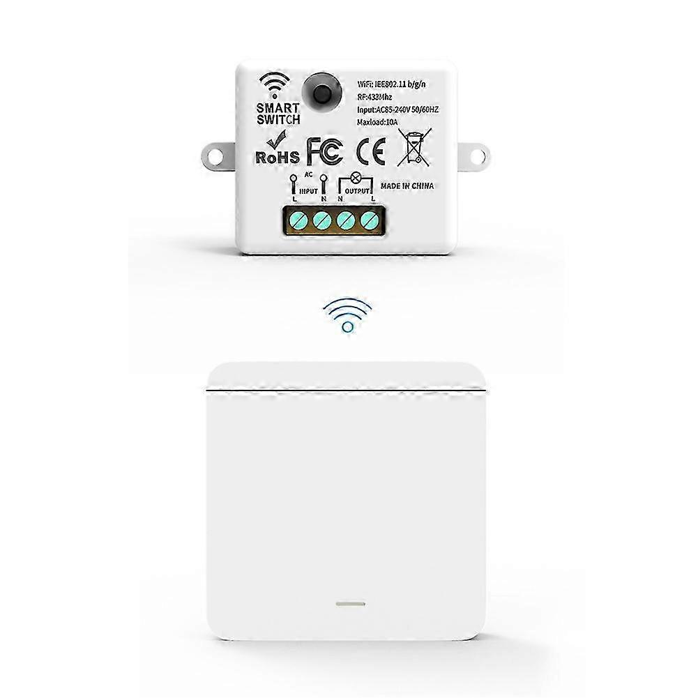 Wireless LED Light Switch with Remote Control 1 Gang Panel 433Mhz