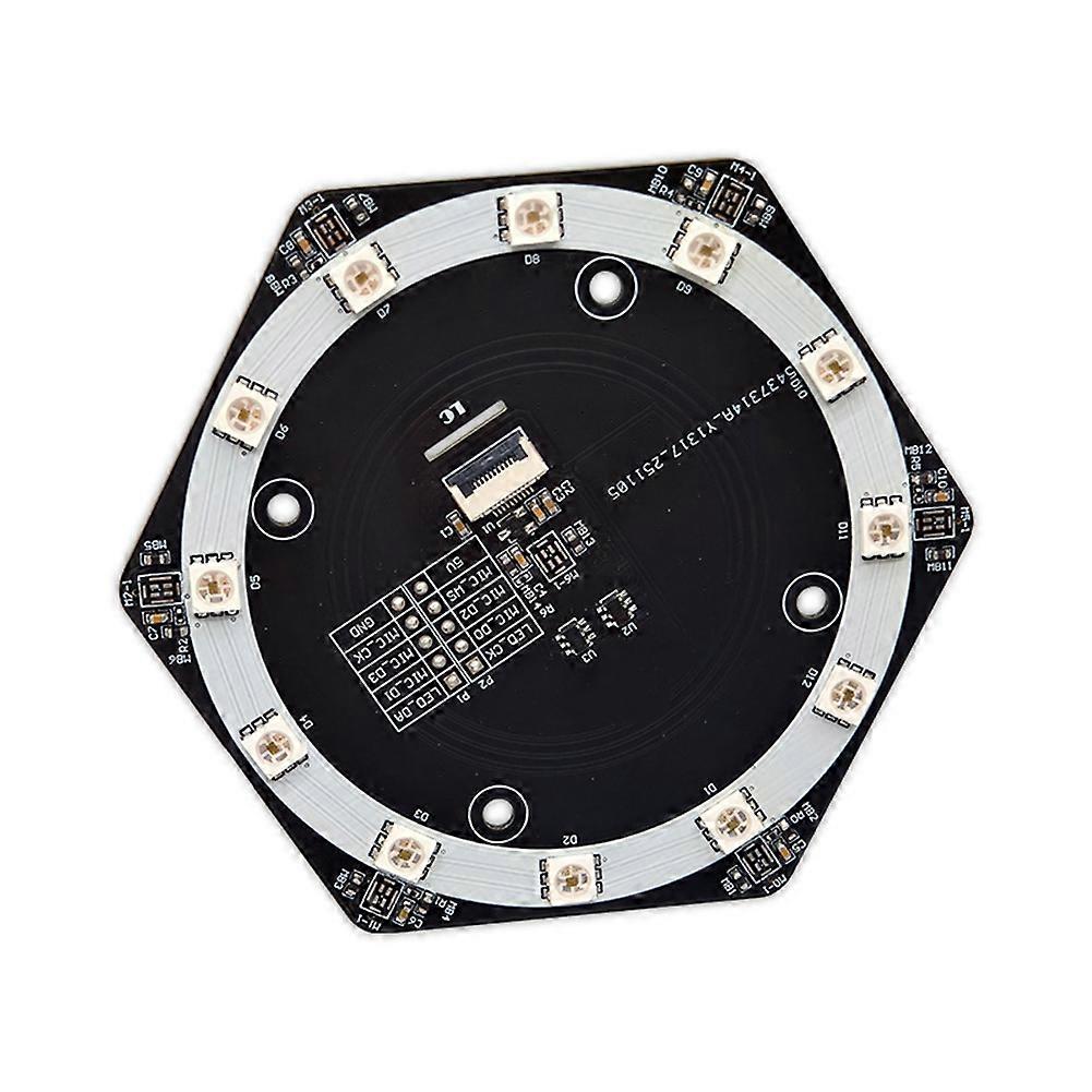 Upgraded 6+1 Mic Array Speech Recognition Array with RGB Full-Color LED I2S for Audio Source Localization Beamforming