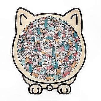 135-Piece Wooden Cat Jigsaw Puzzle, Morandi Color Animal-Shaped Puzzle for Adults & Kids, Holiday Birthday Gift