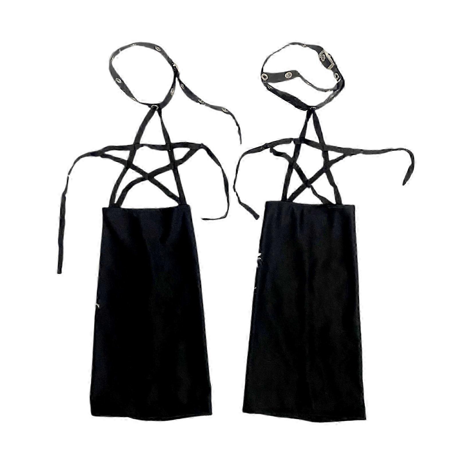 Gothic-Punk-Schnür-Beinstulpen mit Sternengeschirr
