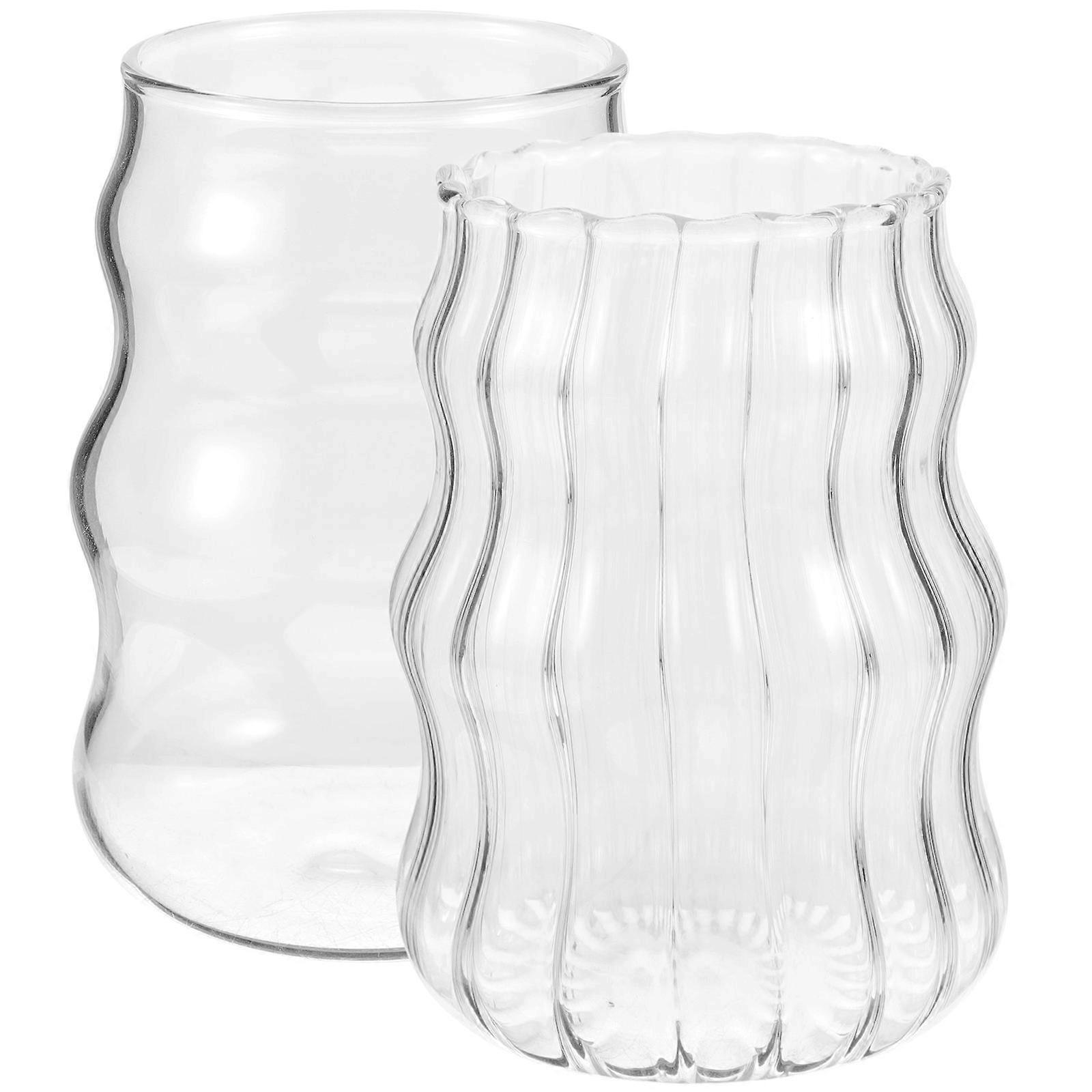 2Pcs Coffee Glass Cup for Storage Transparent Multi-Functional Drinkware