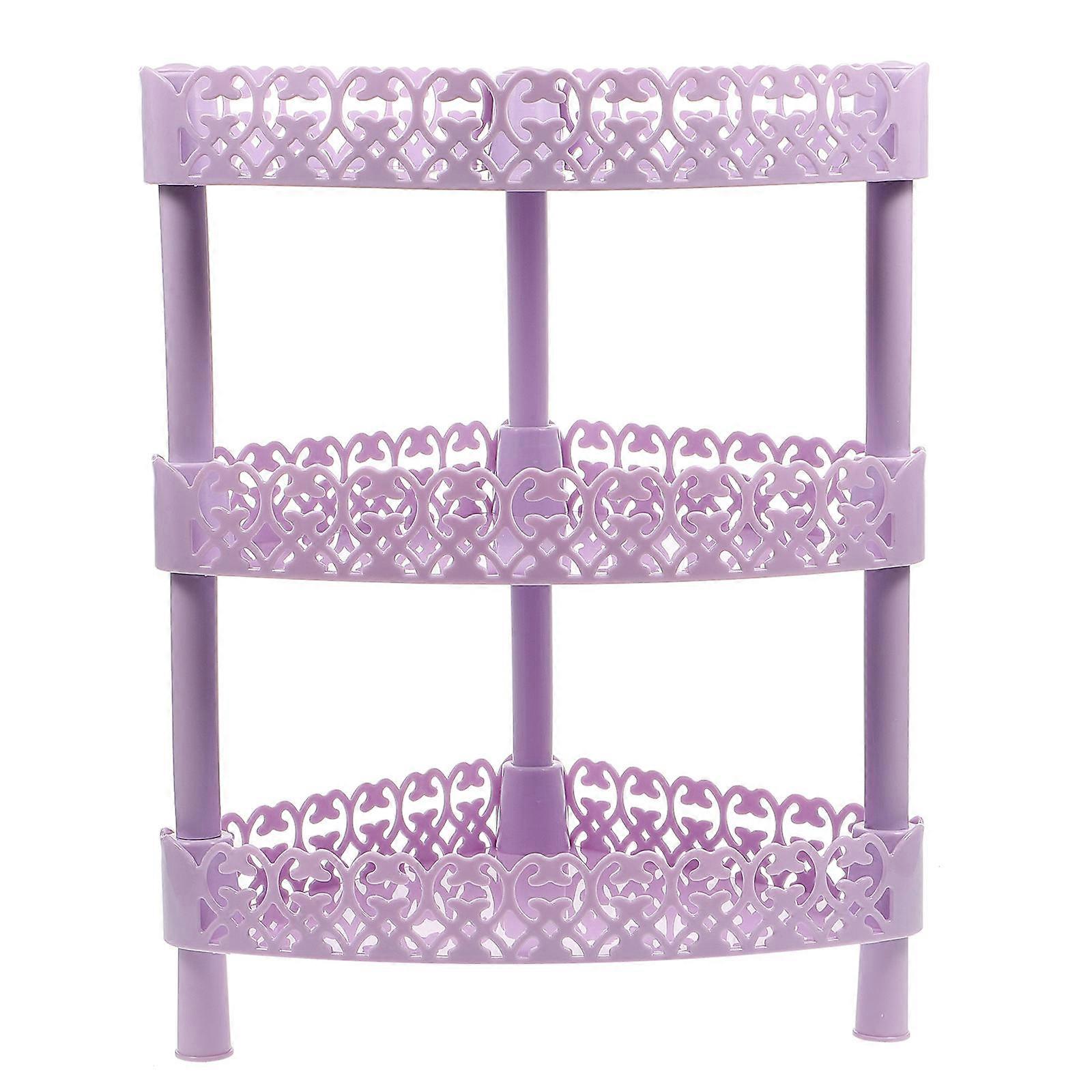 Plastic Bathroom Rack Three Layer Storage Shelf for Storage Use Purple