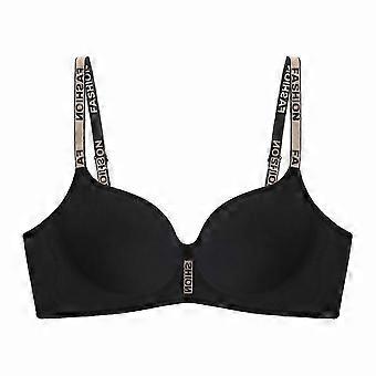 Motong completely 6CM Push Up Bra for Small Chest - Velvet Plunge Bra with Letter Straps, Comfortable Padded Underwear for Women