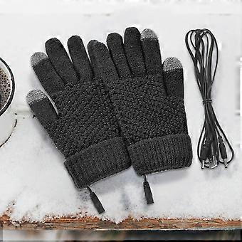 Handskydd Utförsäljning Vinter Elektriska Värmande Varma Handskar USB-Handskar Plysch Mobil Dator Elektriska Värmande Handskar Svarta