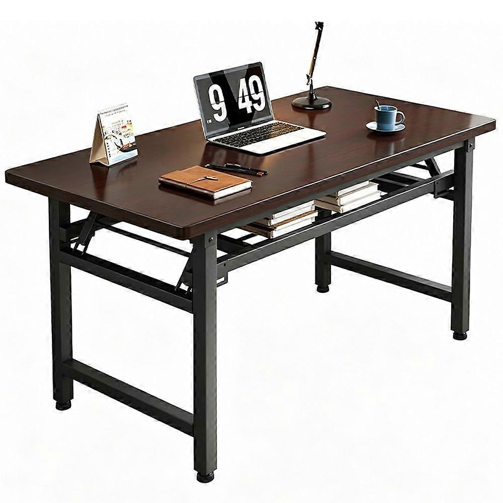 Folding Table 120x60x75cm Double Layer Double Rod Computer Desk Study Dining Table No Assembly Required