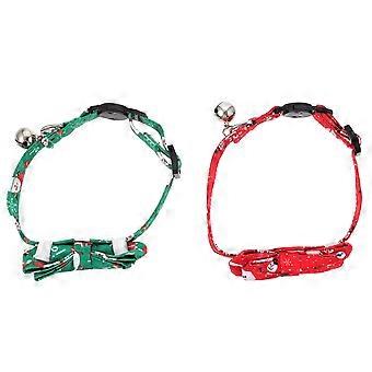 Christmas Cat Collar Bow Tie Cat Collar with Bells 4Pcs for Pet Christmas Party