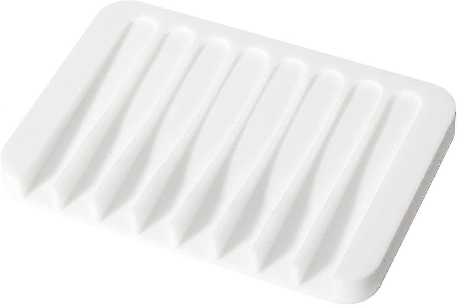 WhiteSilicone Soap Dish, Solid Soap Box for Bathroom Shower, Kitchen Sink Soap Dish