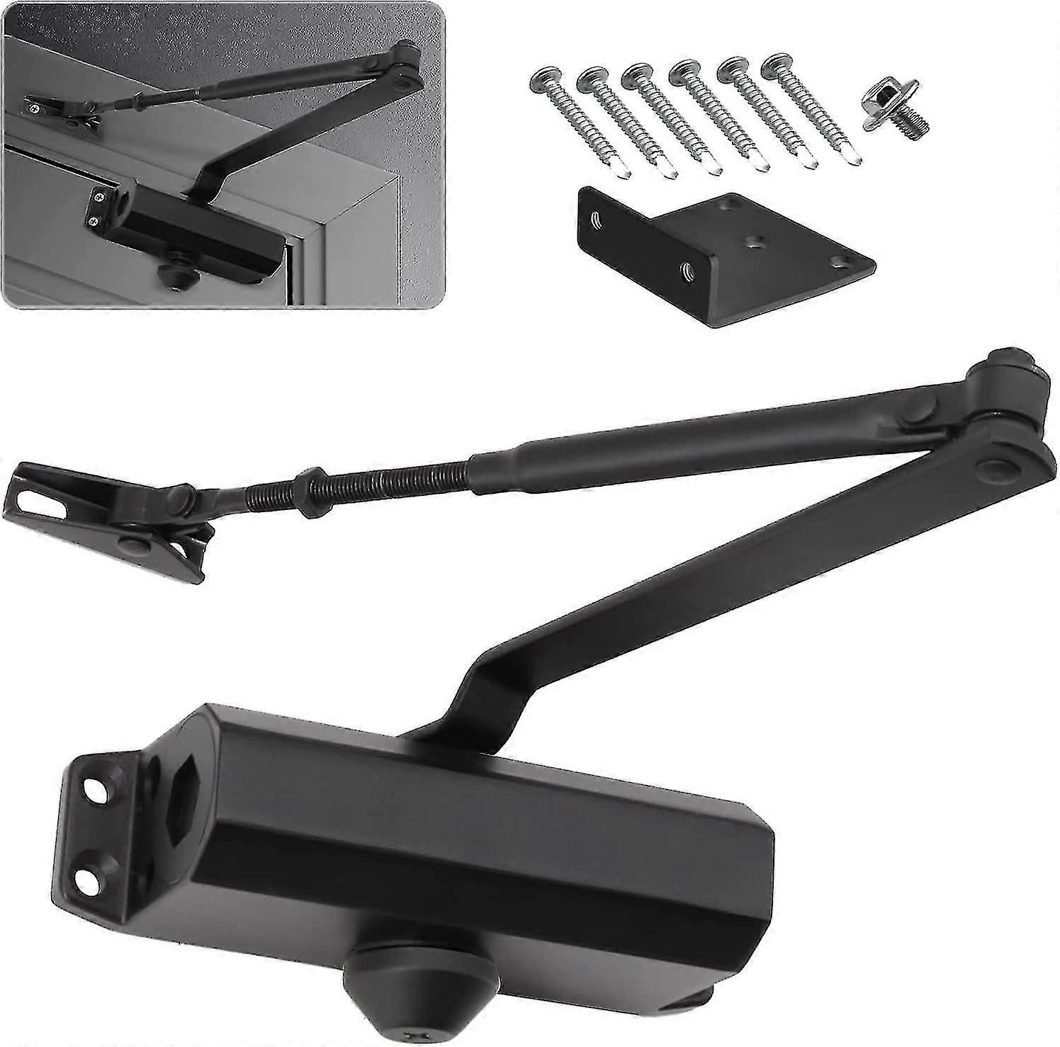 Automatic Hydraulic Door Closer With Stop Device,adjustable Spring,buffer Closed Use 20-40 Kg Doorblack