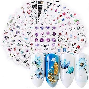 Adesivi per unghie per Nail Art Fiori Farfalla Adesivi per Nail Art Trasferimento dell'acqua Decalcomanie per unghie Decorazioni per unghie Fornitura Filigrana FAI DA TE Arte colorata