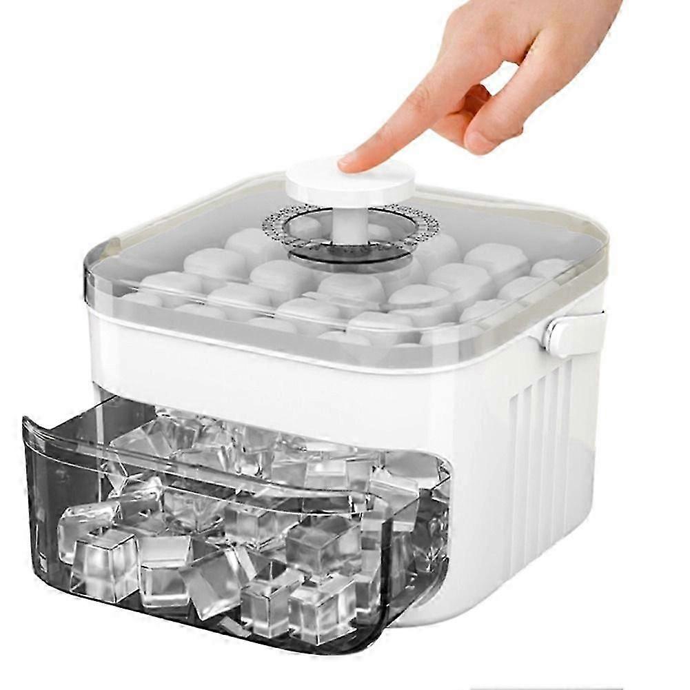 50-Cube Ice Maker with Easy Press Cap, Double Layer Storage for Home Refrigeration