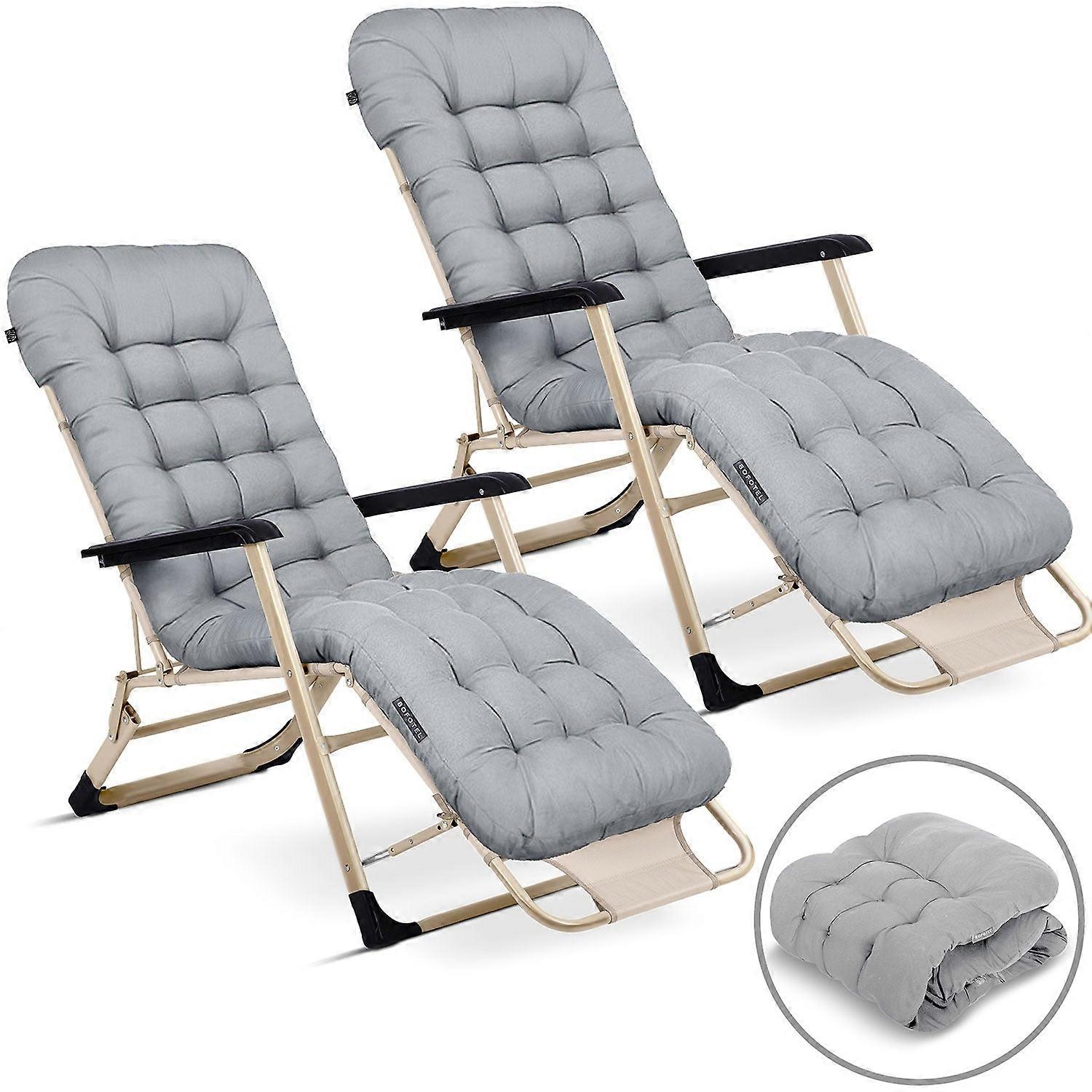 Klappbare Gartenliege mit Kissen Sofotel ChillWell 2er-Set hellgrau
