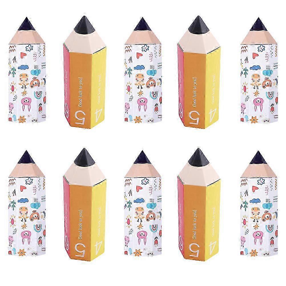 10pcs Adorable Pencil Shaped Paper Cookie Boxes Creative Paper Packaging Boxes (Random Style)