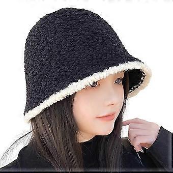 Sombrero de pescador de invierno Color de contraste Sin ala Redondo Grueso Mantener caliente Ligero Portátil Mujer Gorra de invierno para exteriores