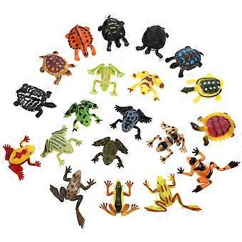 Set di 40 statuette di rane e tartarughe in PVC di vari colori, perfette per i bambini.
