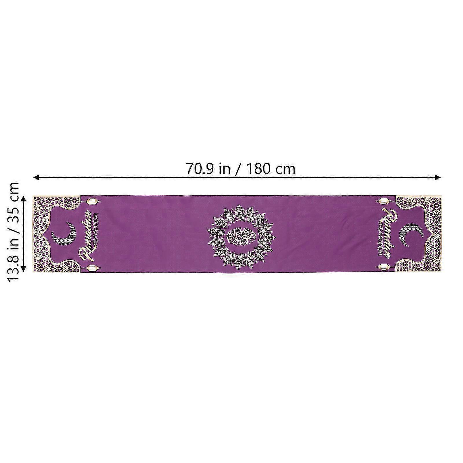 2pcs Eid Mubarak Table Runner Ramadan Islamic Eid Festival Table Decor Table Runner