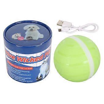 Cat Toy Ball Fun Interactive Automatic Rotating Bite Resistance Silent Electric Cat Ball with LED Light for Cats Green