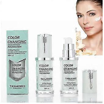 Foundation Color Changing, Flawless Color Changing Warm Skin Tone Brighten Concealer Waterproof Long Lasting Moisturising Foundation