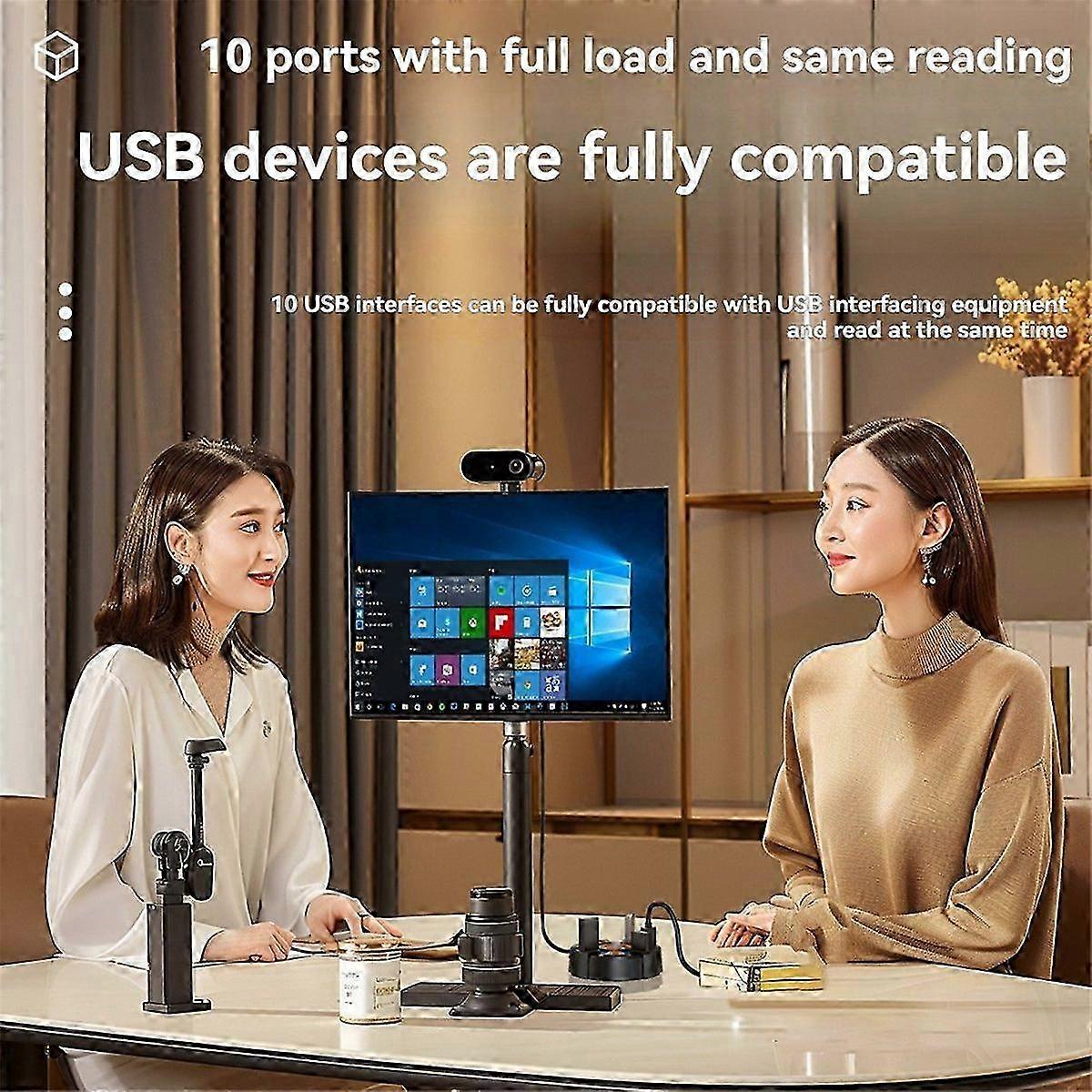 USB Splitter Power Adapter Multiple Expander compatible with PC Laptop, 10 Ports