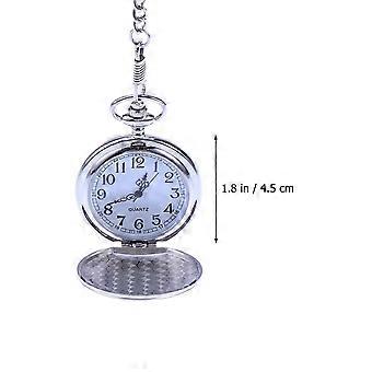 Silver Mens Pocket Watch with Chain for Men Women Mechanical Watch
