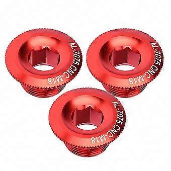 Bicycle Crankshaft Screw Nuts, 3-Pack 18mm Aluminum Alloy Crank Cover Set, Red