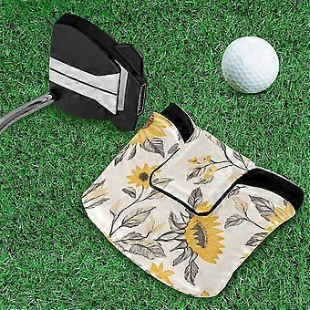 Putter Head Cover,Sunflower Pattern Beige Mallet Putter Cover Headcover Magnetic Golf Head Covers Headcovers Club !best